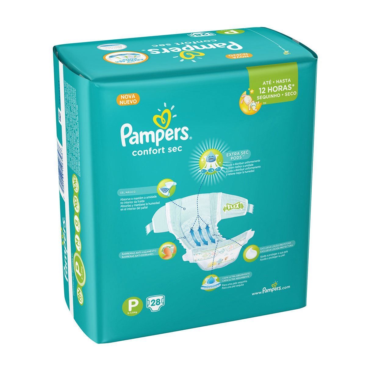 Fralda Pampers Confort Sec Pacotão P Com 28 Unidades - DIVERSOS