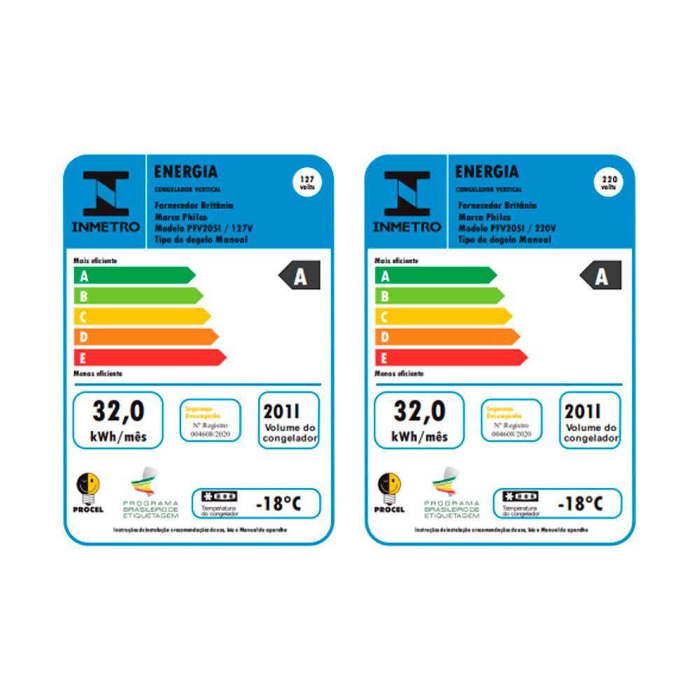 Freezer e Refrigerador Philco Inox 201L Vertical PFV205I