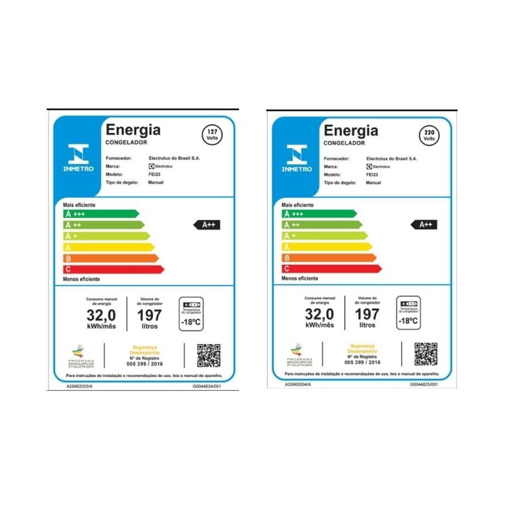 Freezer Vertical Electrolux Inverter 197 litros FEI23