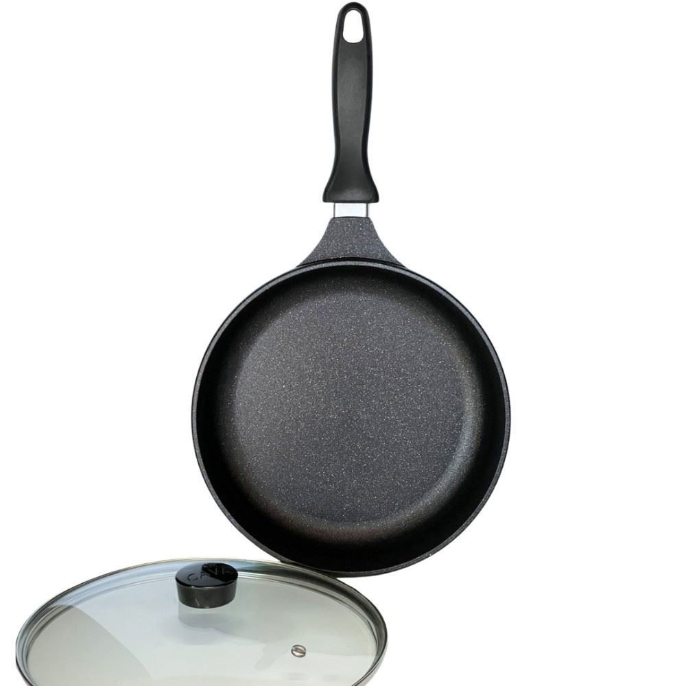 Frigideira Antiaderente Com Tampa De Vidro Cava 24Cm - Preto