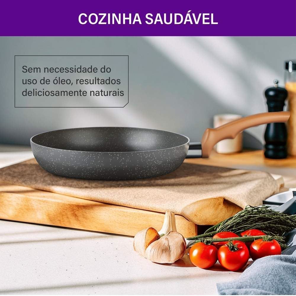 Frigideira Antiaderente Natural Stone Rochedo - 24 Cm