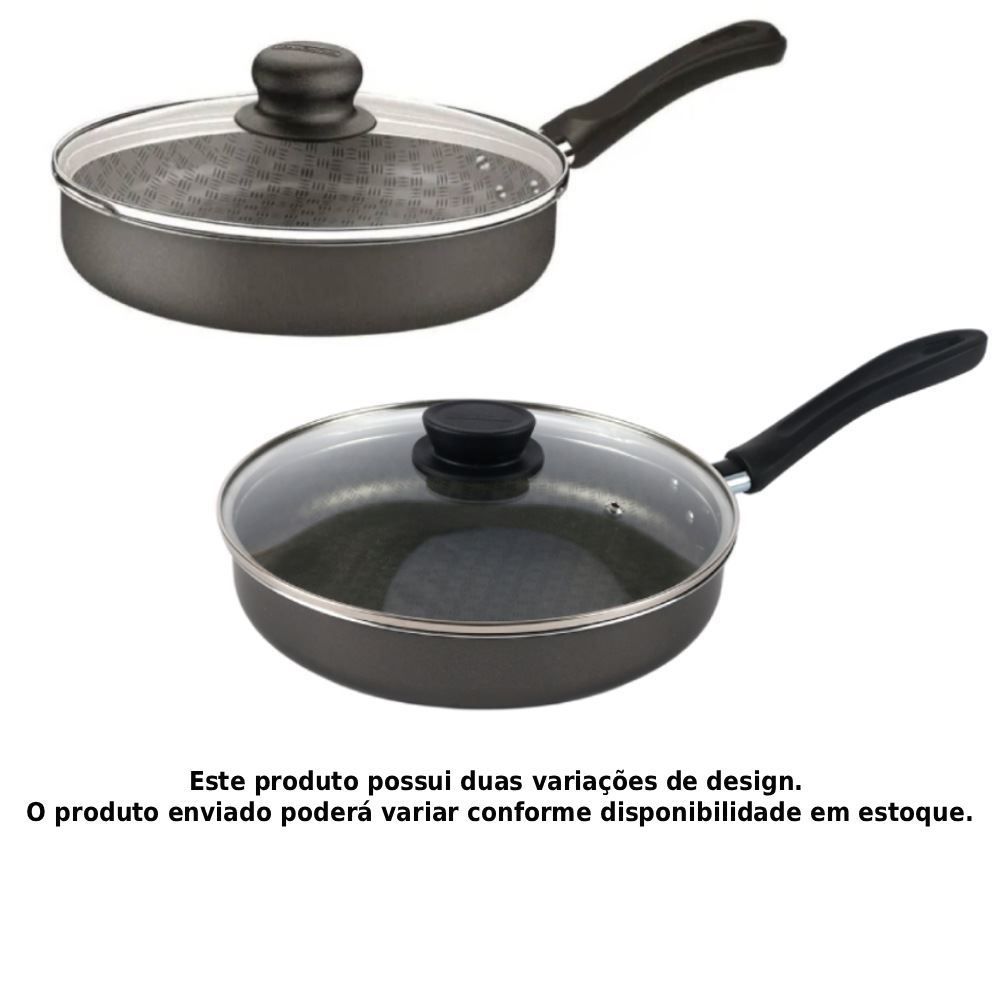 Frigideira Reta com Tampa Califórnia Tramontina 24Cm - Grafite