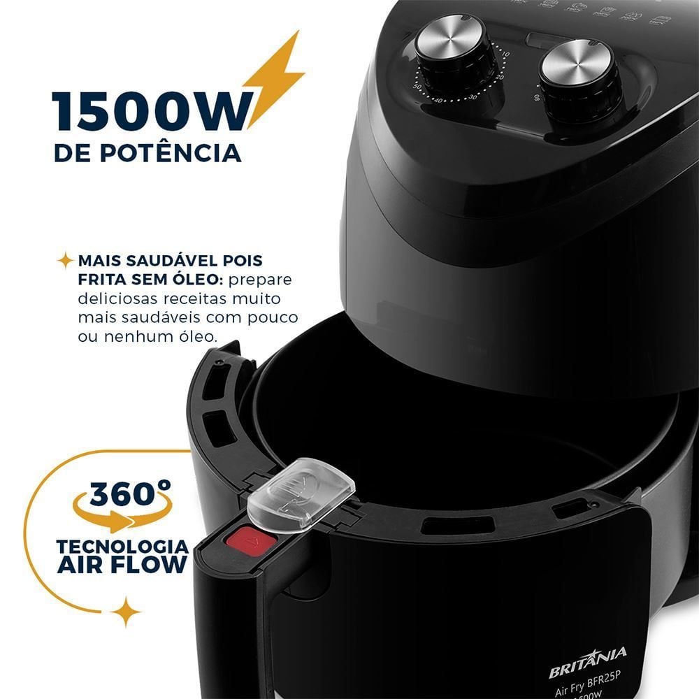Fritadeira Air Fryer Britânia Air Flow 360° 1500W BFR25P