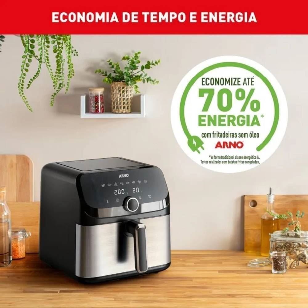 Fritadeira Airfryer Arno Mega 7,5 Litros Digital Inox AFD7