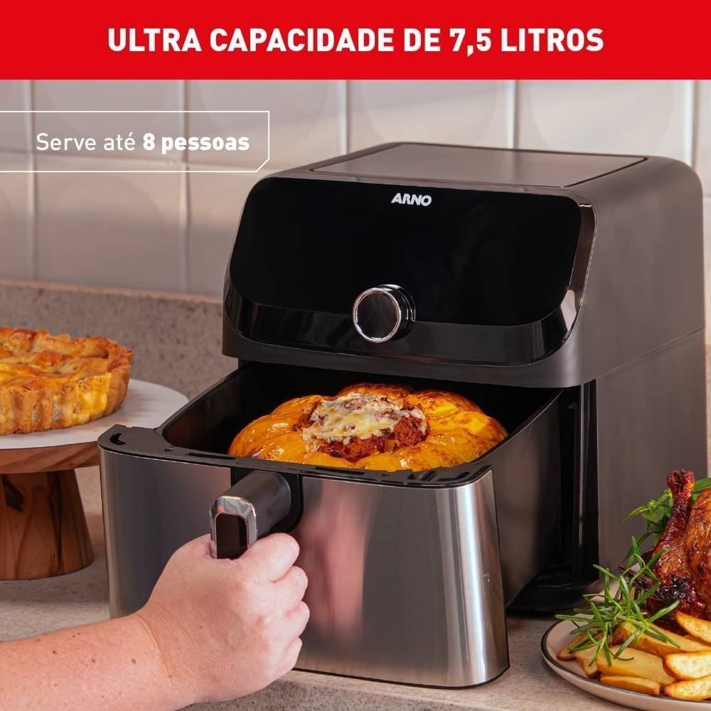 Fritadeira Airfryer Arno Mega 7,5 Litros Digital Inox AFD7