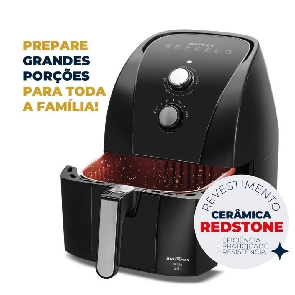Fritadeira Air Fryer Britânia 5,5 Litros Redstone BFR50