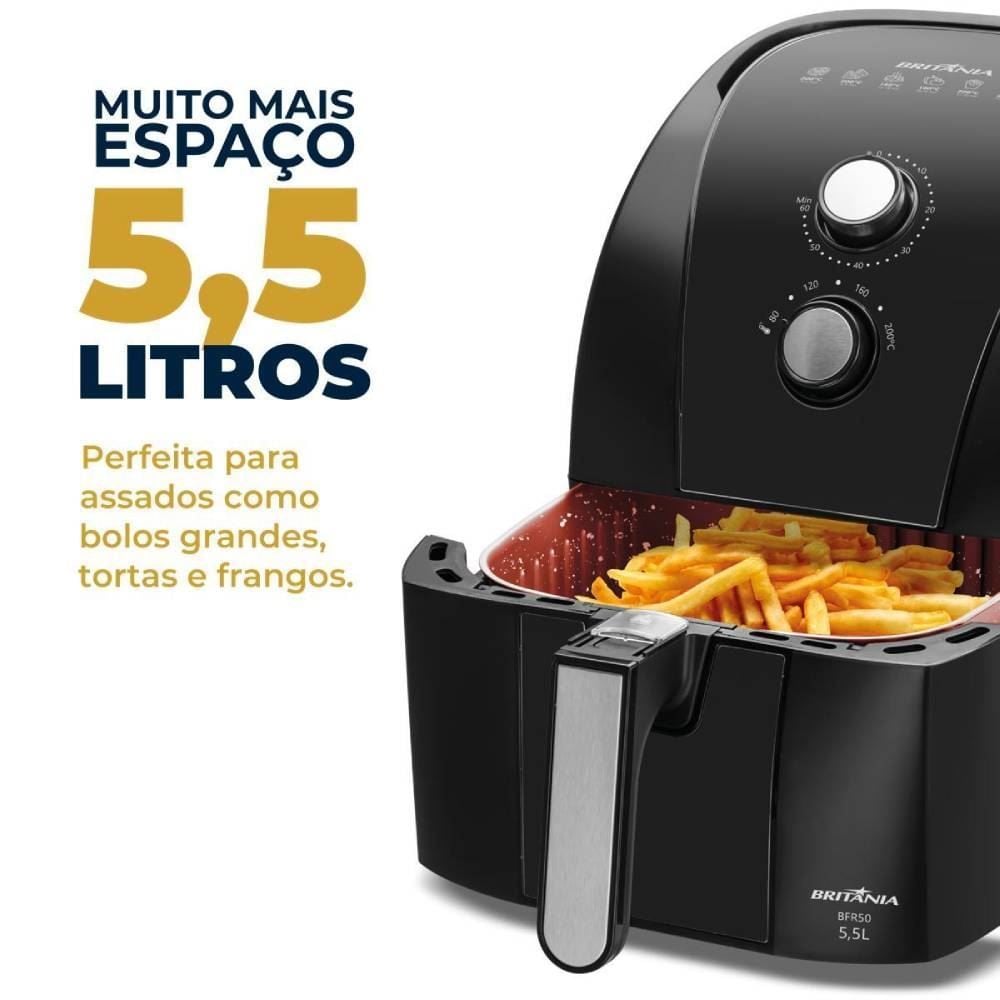 Fritadeira Air Fryer Britânia 5,5 Litros Redstone BFR50