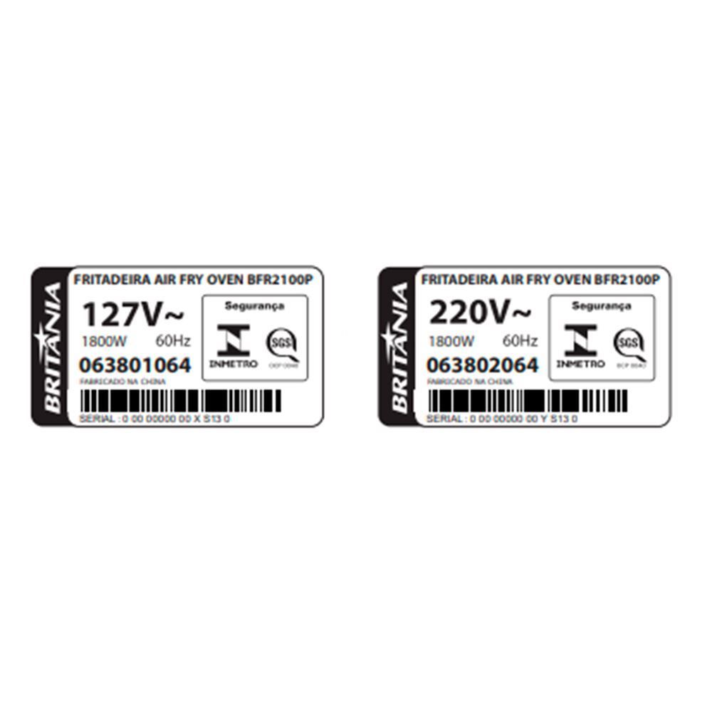 Fritadeira Air Fryer Britânia Oven 4 em 1 BFR2100P