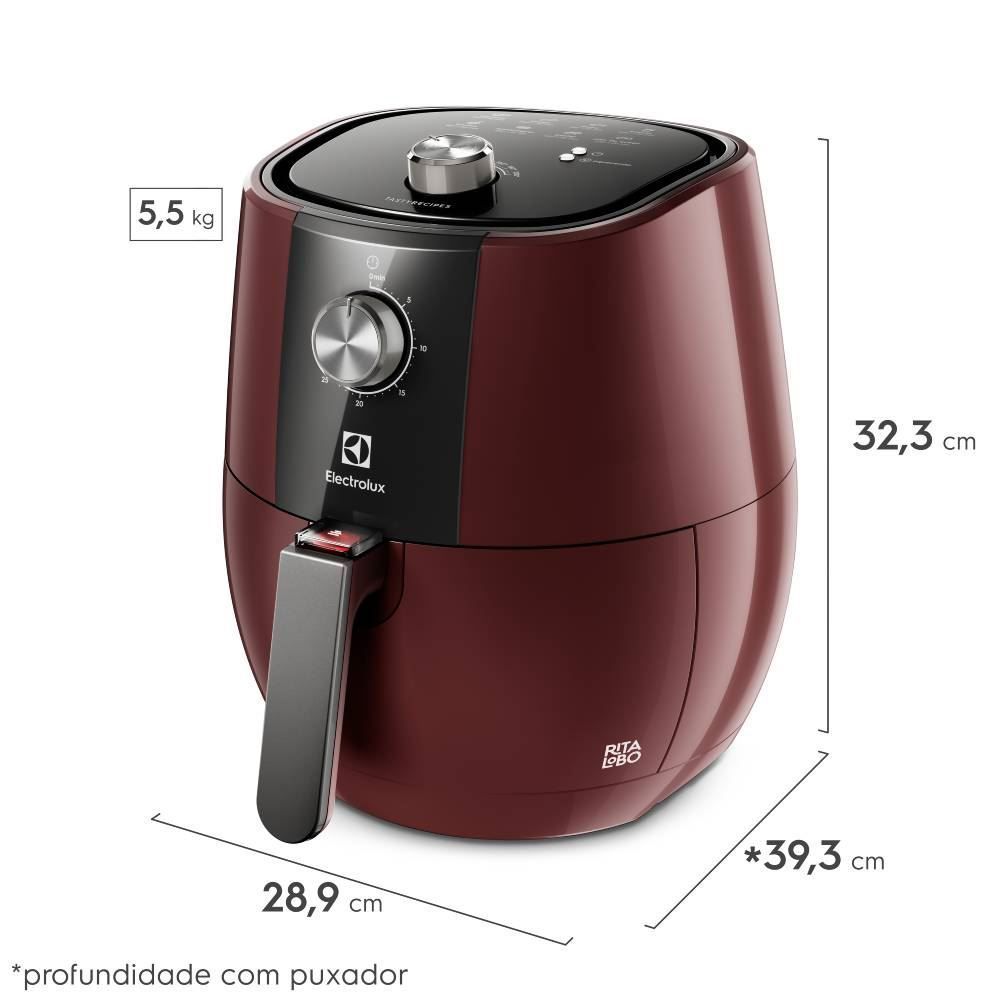 Fritadeira Air Fryer Electrolux Grand Efficient 4L EAF31 Vermelha