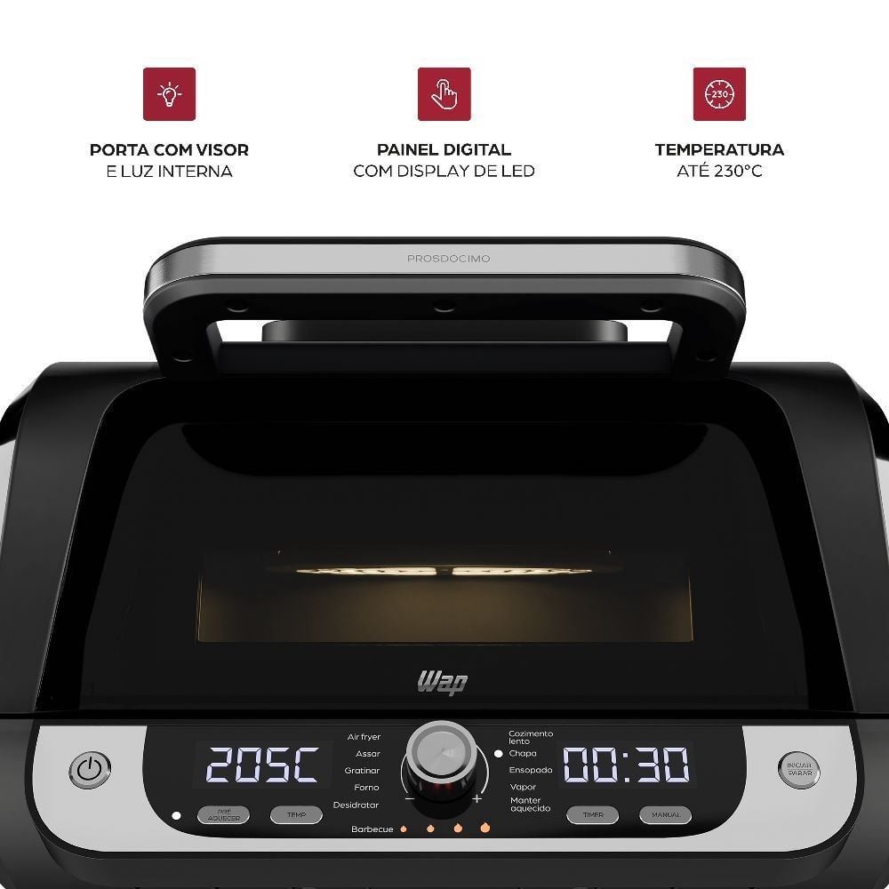 Fritadeira Air Fryer Elétrica Wap 10 Litros 12 em 1 Barbecue
