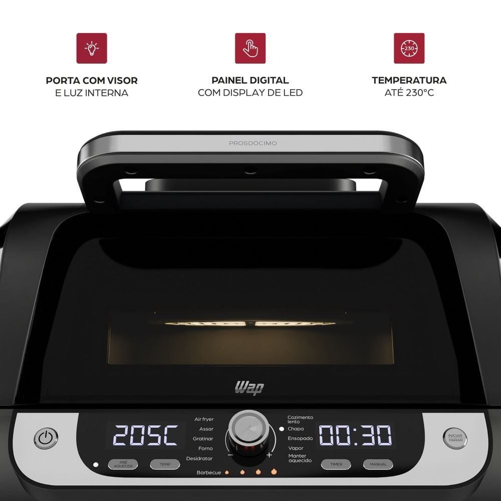 Fritadeira Air Fryer Elétrica Wap 12 em 1 Barbecue