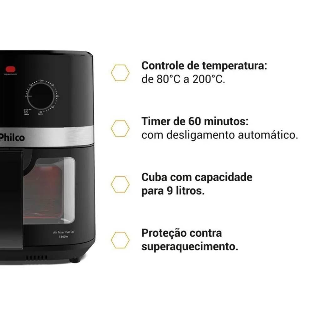 Fritadeira Air Fryer Philco 9 Litros Redstone PAF90