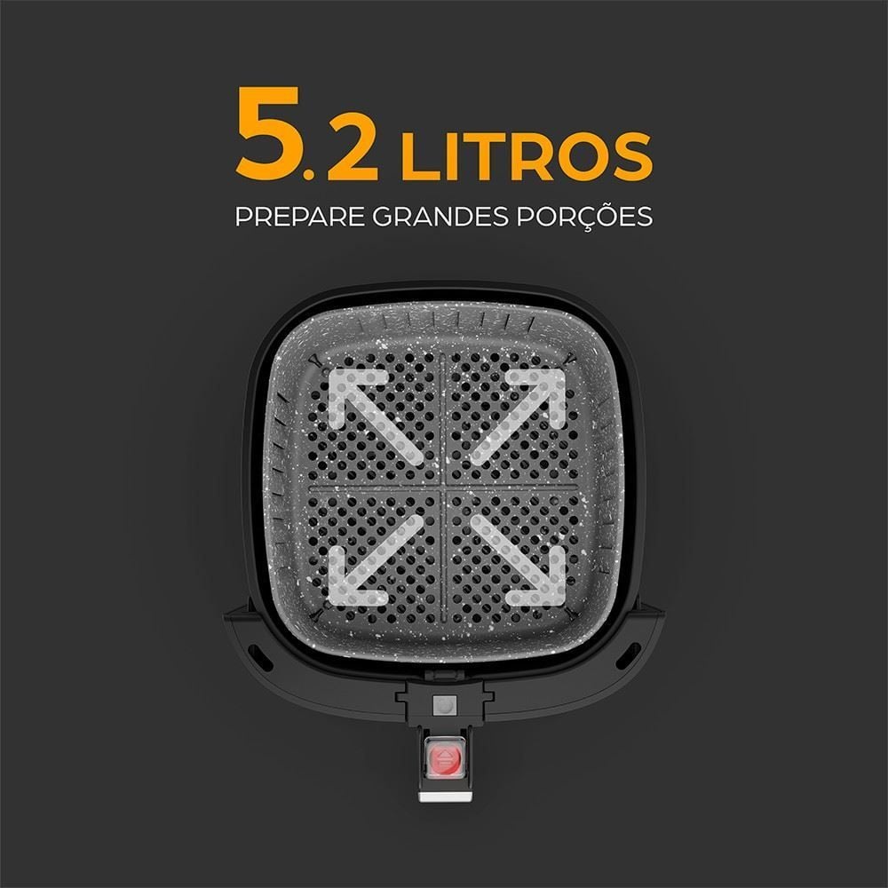 Fritadeira Air Fryer Wap 5,2 Litros Cesto Quadrado e Amplo 1500W WAFG2S 