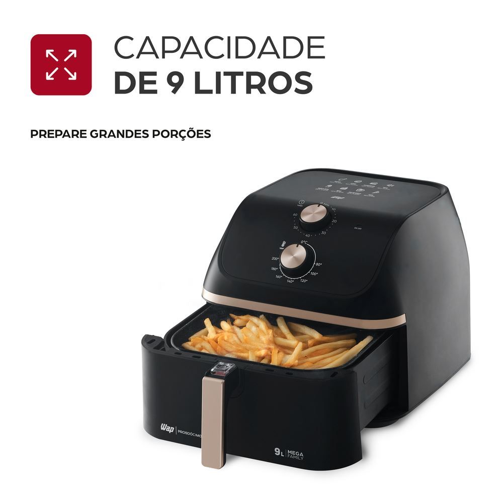Fritadeira Air Fryer Wap WAFM9 9L Cesto Quadrado e Amplo 1900W