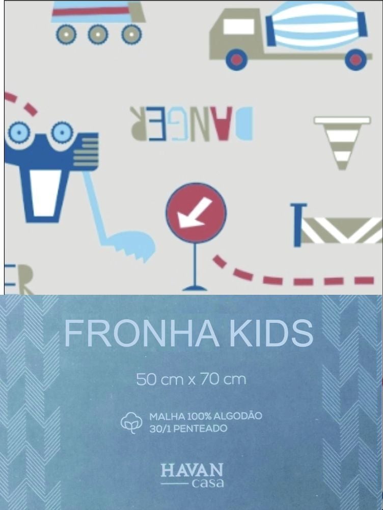 Fronha Avulsa Infantil Malha Estampada Havan Casa - CARROS / DENIM