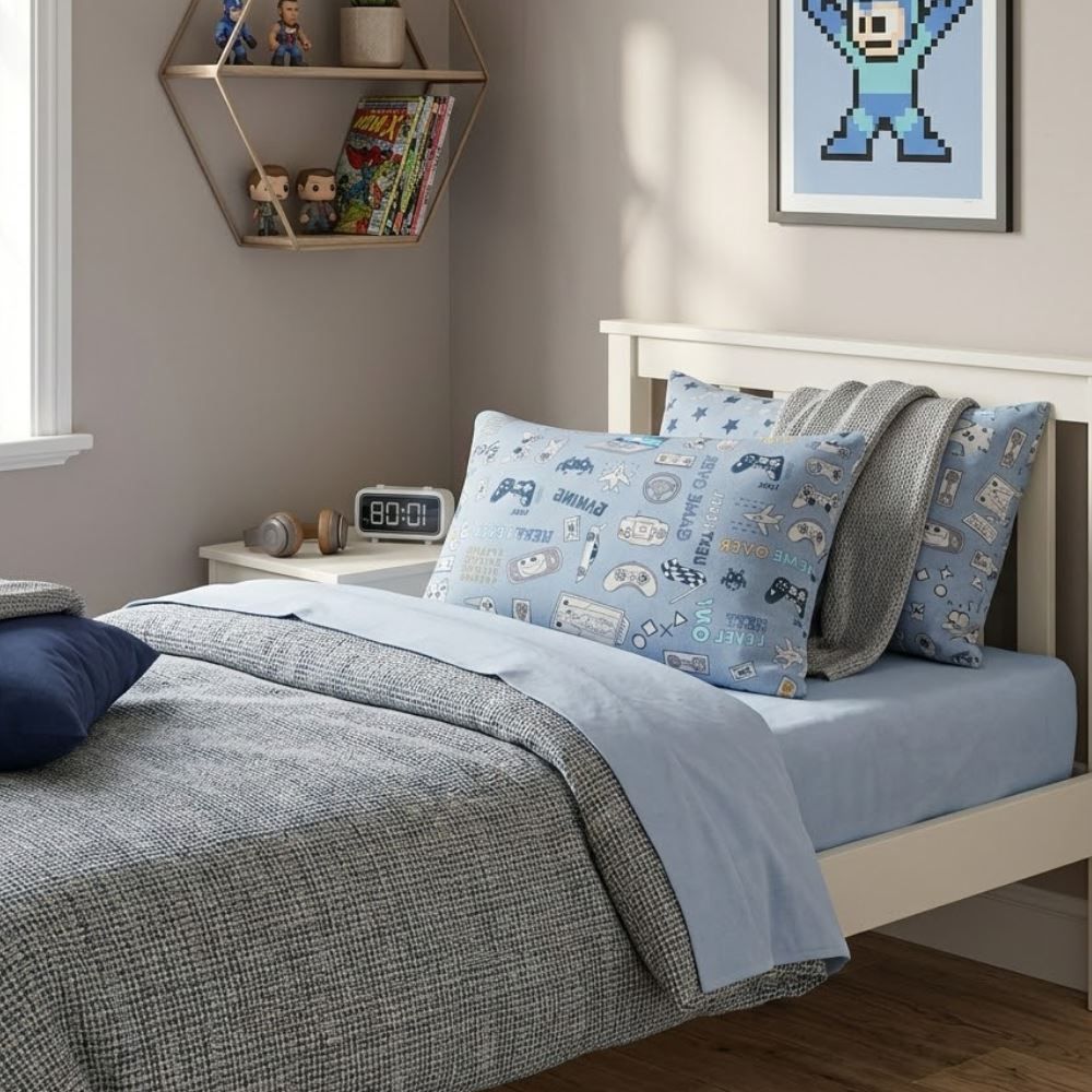 Fronha Avulsa Infantil Microfibra Havan Kids 1 Pç - Gaming Azul