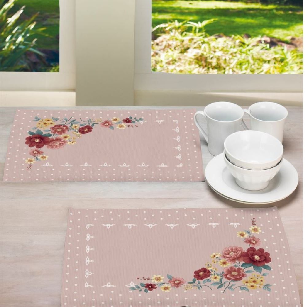 Fundo De Prato 45 X 31 Cm Clean Athenas Döhler - Flores Vintage