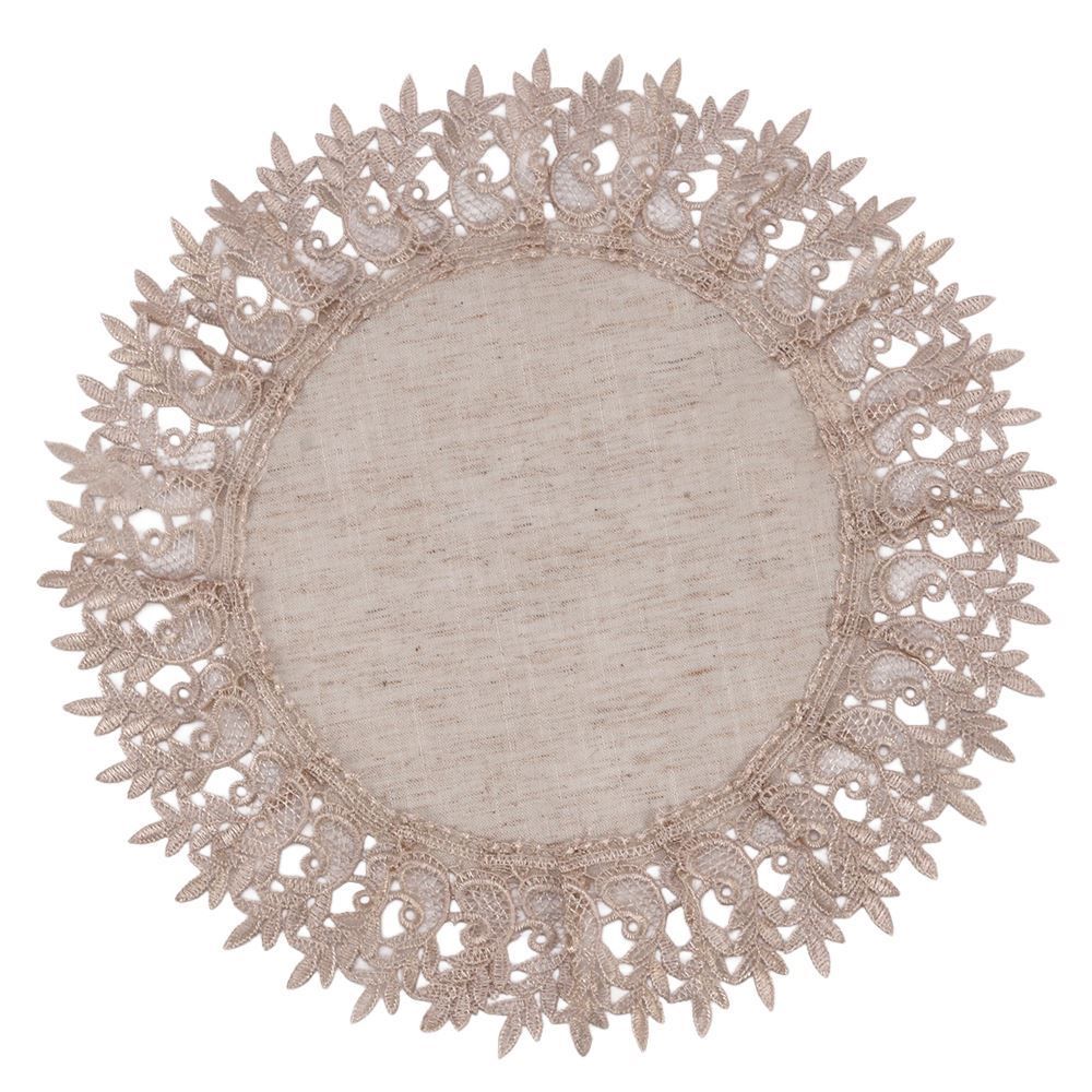 Fundo de Prato Redondo Renda Guipir Havan Casa - Veneza Naturale