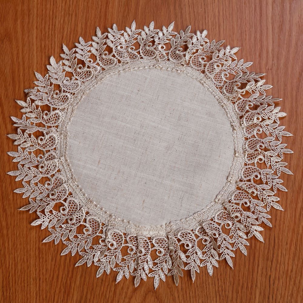 Fundo de Prato Redondo Renda Guipir Havan Casa - Veneza Naturale