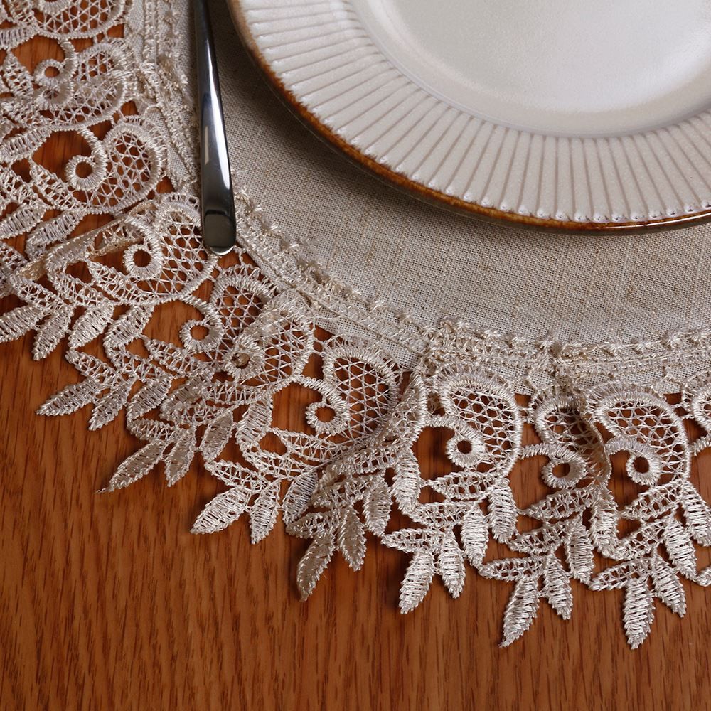 Fundo de Prato Redondo Renda Guipir Havan Casa - Veneza Naturale