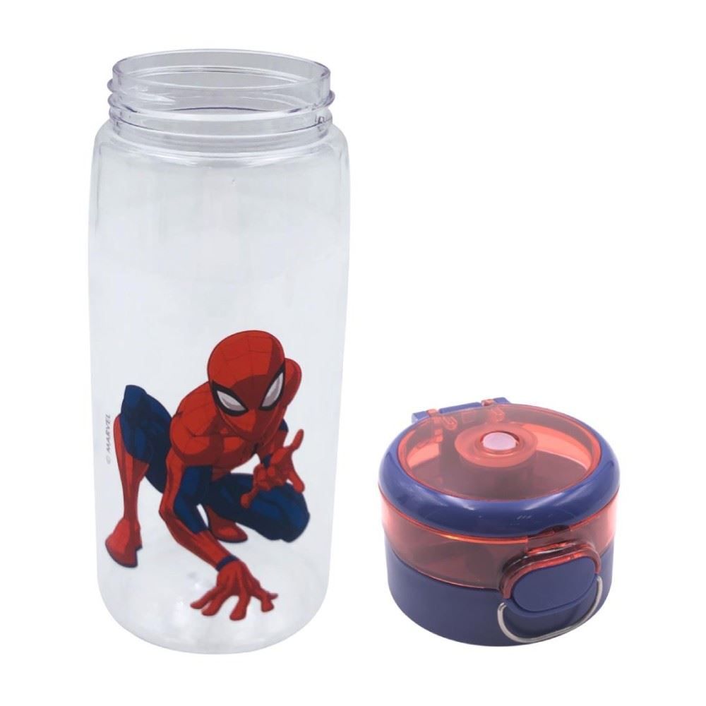 Garrafa De Água De Plástico Homem Aranha Marvel 600Ml - Vermelho e Azul