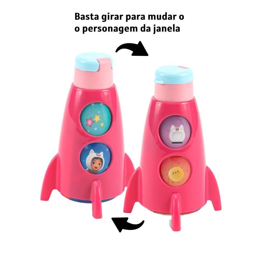 Garrafa Infantil Casa Da Gabby Formato De Foguete Plasútil - 320ml
