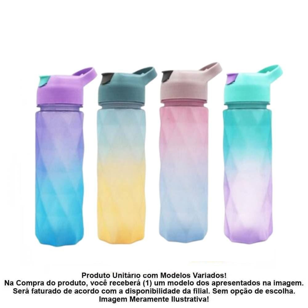 Garrafa Squeeze Colorida com Canudo 600Ml Flashgoods - Sortido