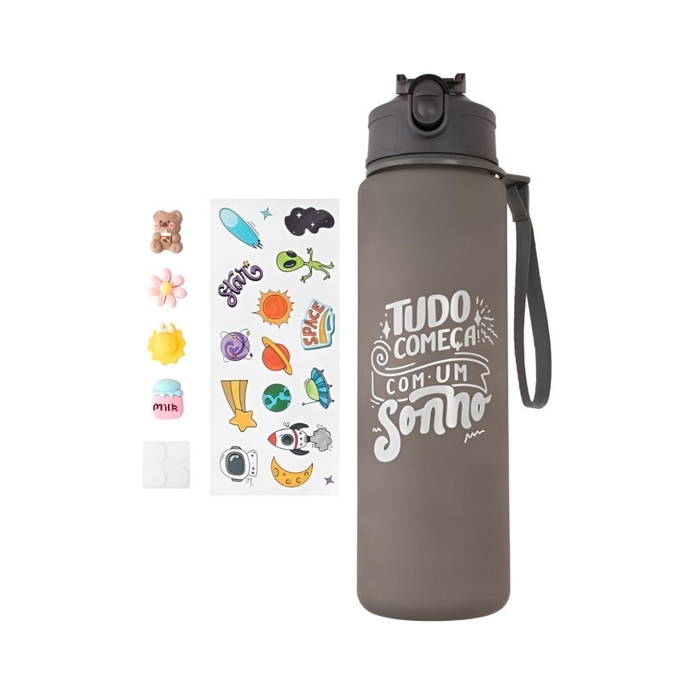 Garrafa Squeeze com Adesivos 750Ml Flashgoods - Sortido