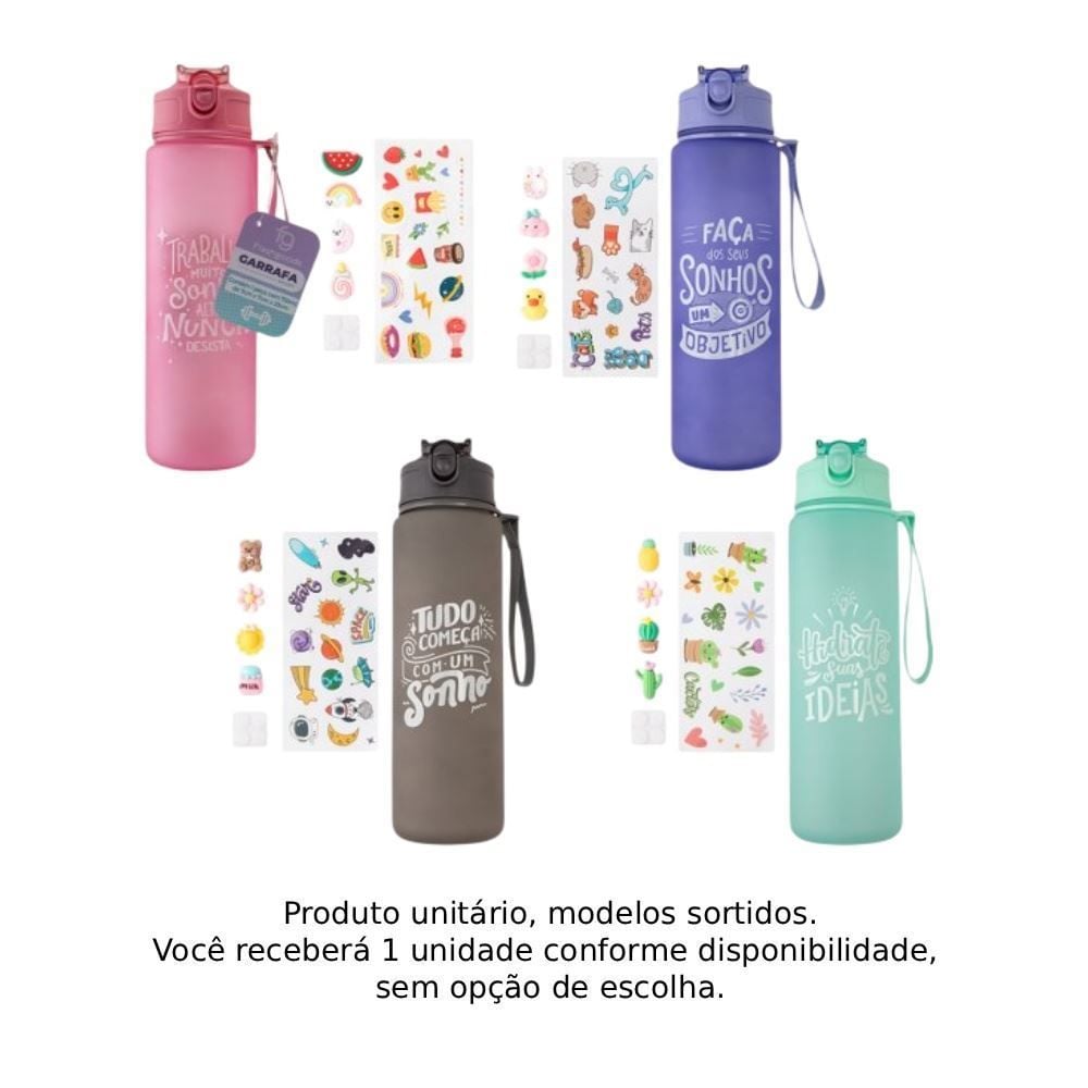 Garrafa Squeeze com Adesivos 750Ml Flashgoods - Sortido