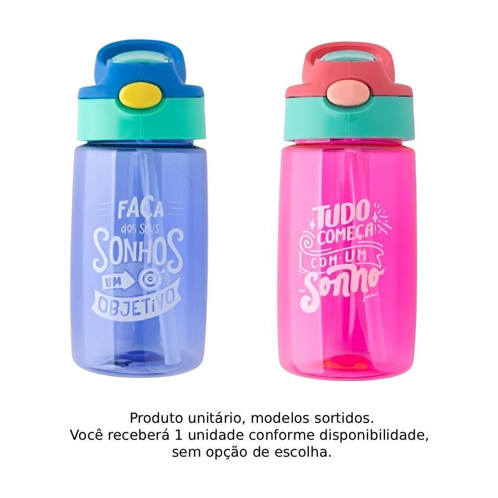 Garrafa Squeeze com Canudo 450Ml Flashgoods - Sortido
