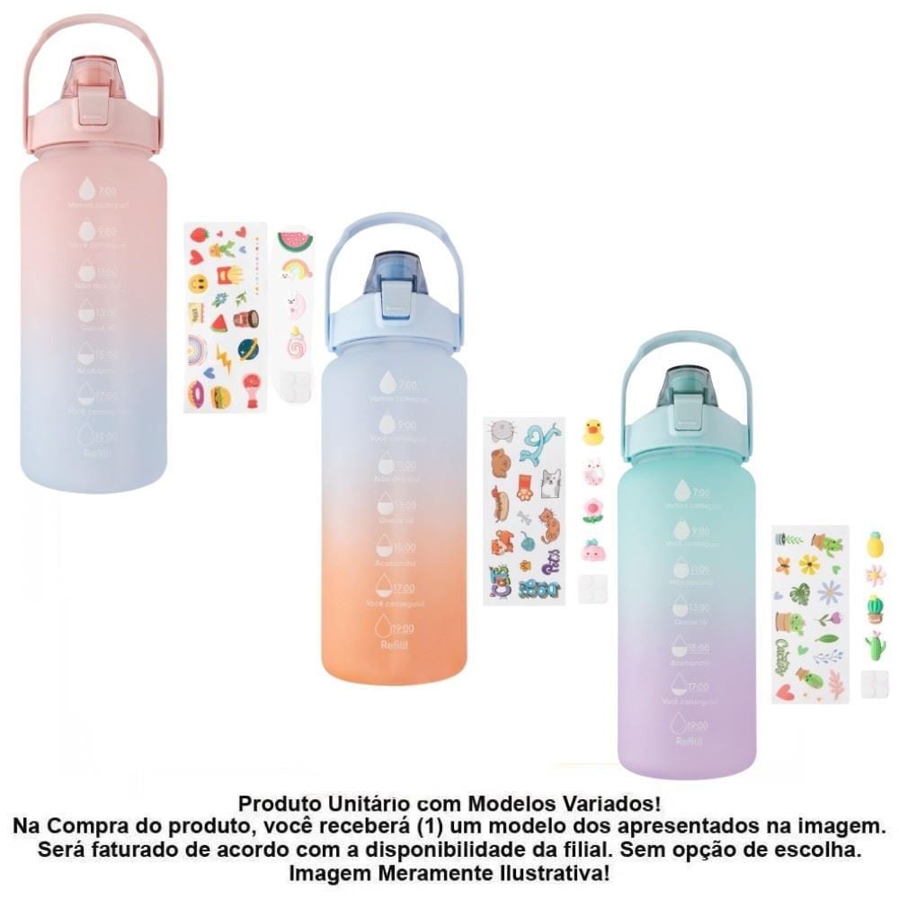 Garrafa Squeeze com Canudo Figurinhas Moment 2 Litros - Sortido