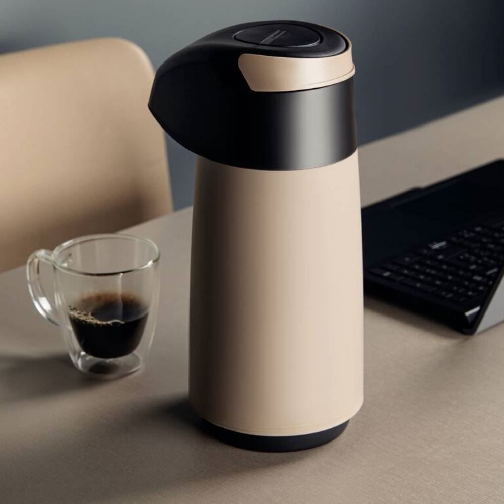 Garrafa Térmica Com Bomba Exata Tramontina 1 Litro - Bege