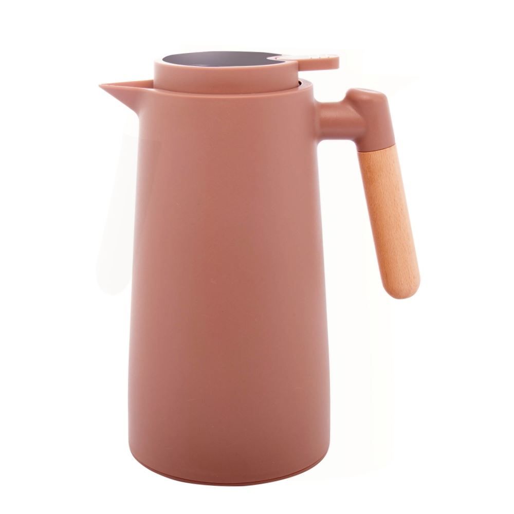 Garrafa Térmica Com Cabo De Madeira E Termômetro Lyor 1 Litro - Nude