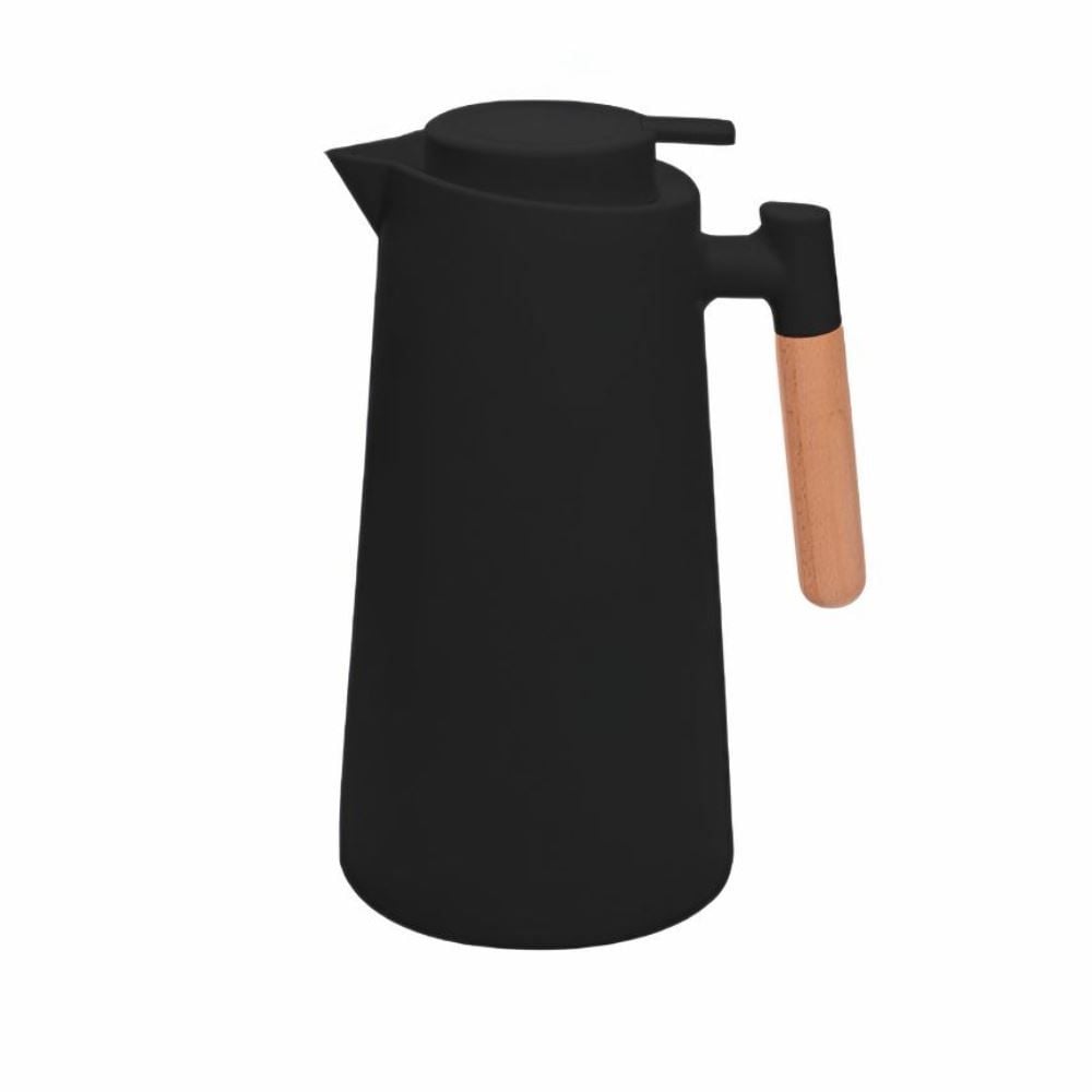 Garrafa Térmica Com Cabo De Madeira Escandinávia 1 Litro - Preto