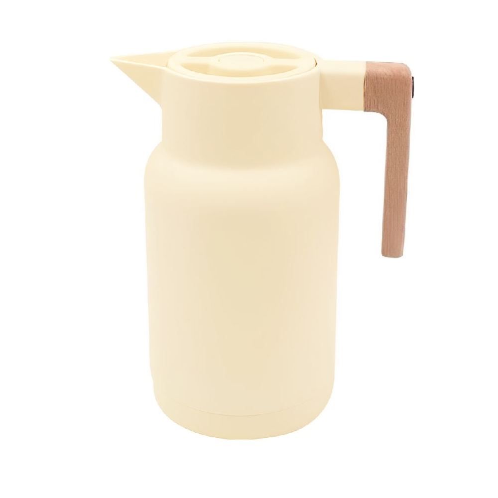 Garrafa Térmica Com Cabo De Madeira Havan Casa 1L - Creme