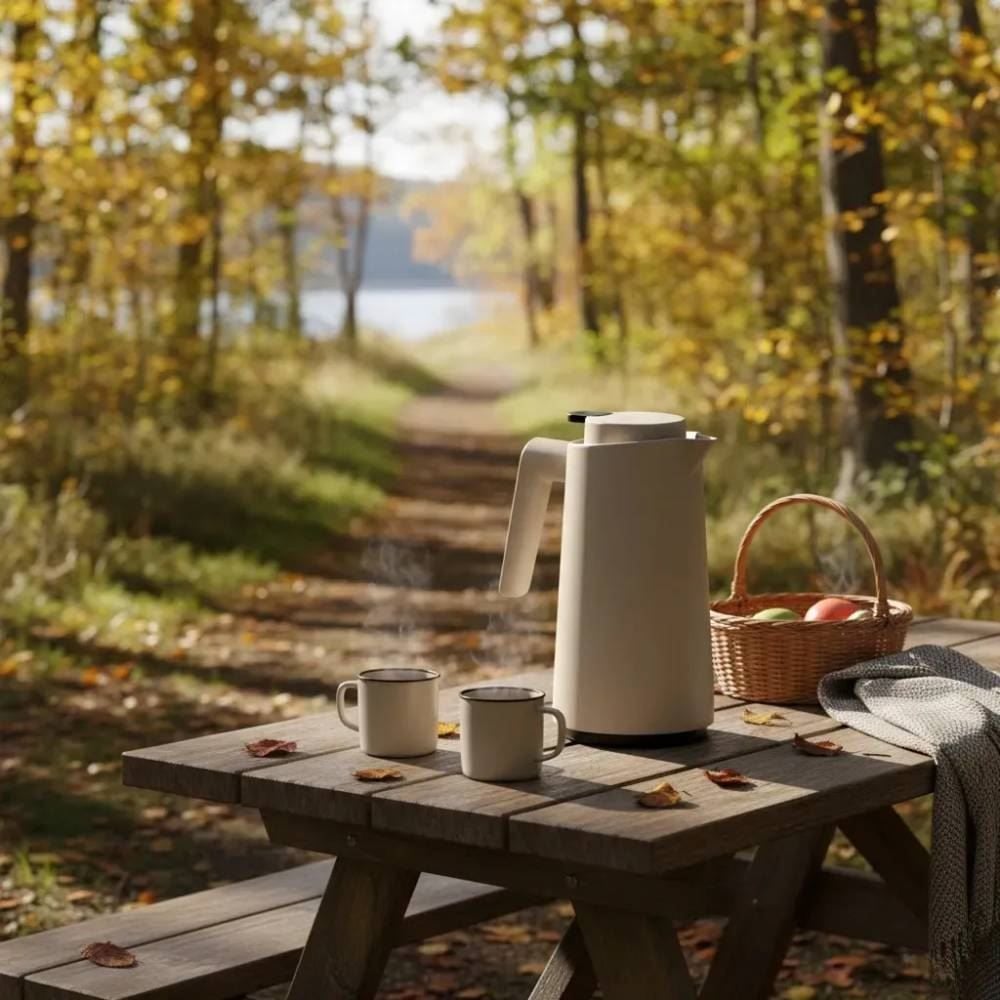 Garrafa Térmica com Gatilho Vercelli Unitermi 1 Litro - Bege