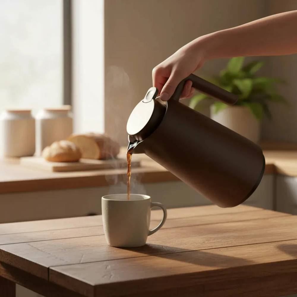 Garrafa Térmica com Gatilho Vercelli Unitermi 500Ml - Marrom