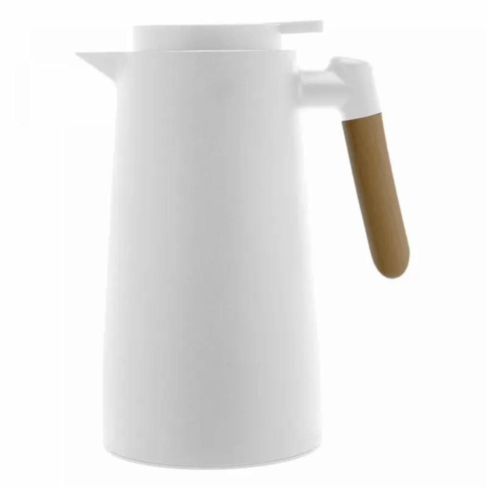 Garrafa Térmica Com Termômetro E Cabo De Madeira Lyor 1 Litro - Branco