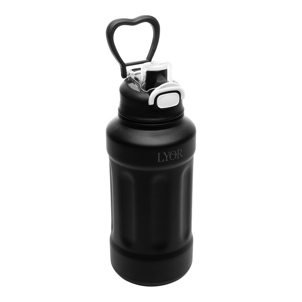 Garrafa Térmica De Aço Inox Com Alça Adveture 1L Lyor - PRETO