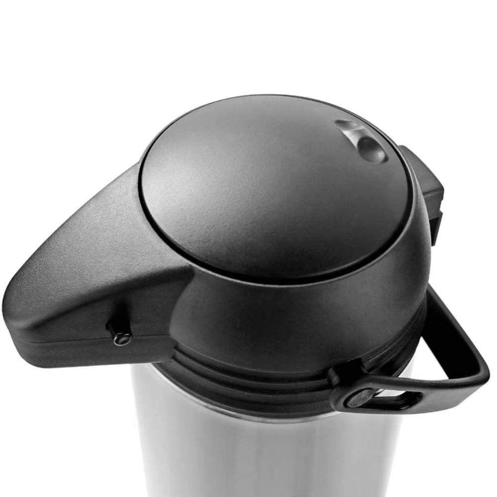 Garrafa Térmica De Pressão Com Alça Inox Havan Casa 1 Litro - Prateado e Preto