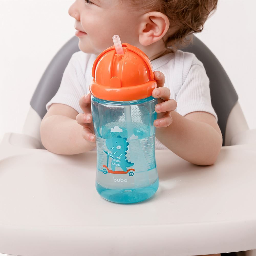 Garrafinha Dino Patinete 340 Ml Buba - Azul Claro