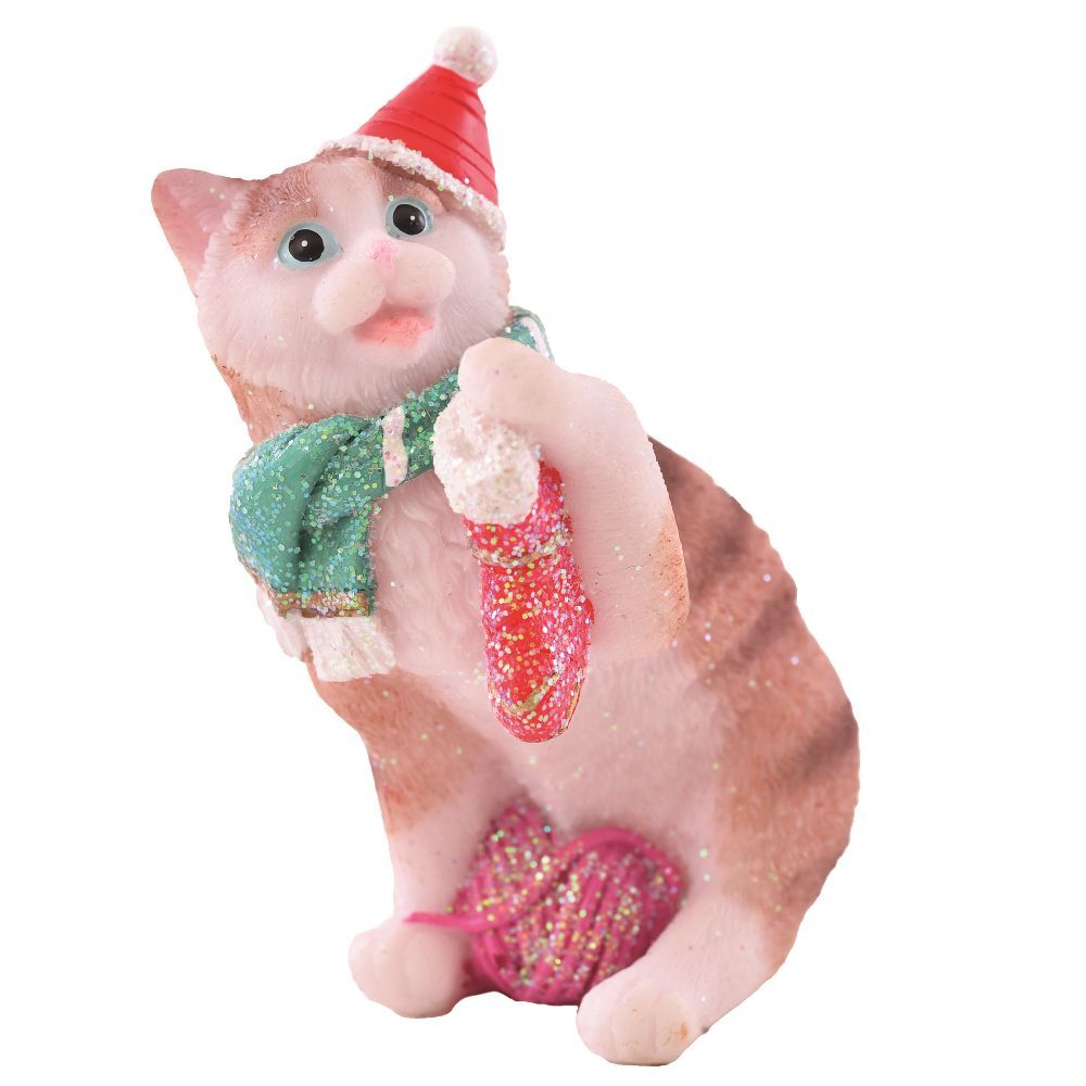 Gato Noel De Resina 9 Cm Wincy Casa - Sortido