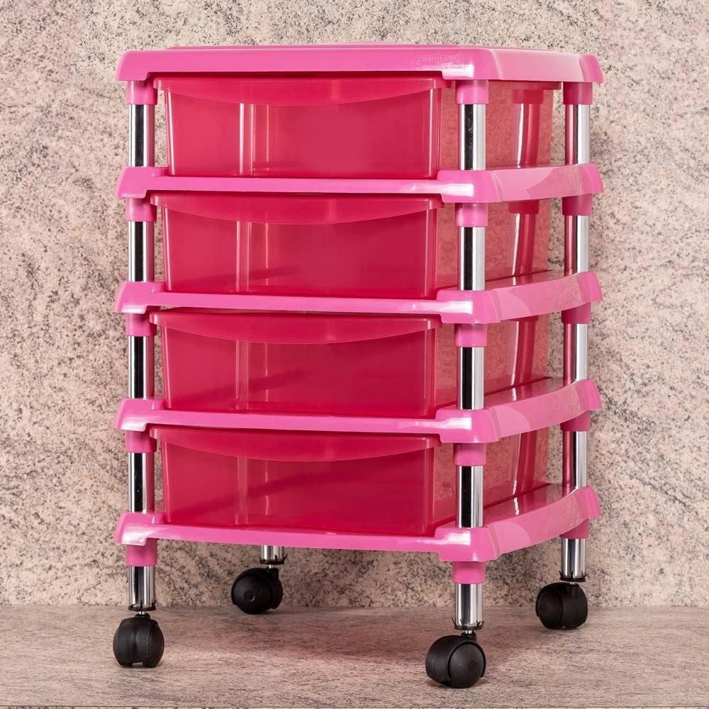 Gaveteiro Com Rodízios Niquelart 4 Gavetas - Rosa