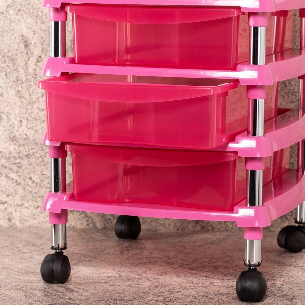 Gaveteiro Com Rodízios Niquelart 4 Gavetas - Rosa