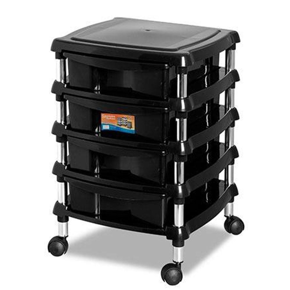 Gaveteiro Com Rodízios Niquelart 4 Gavetas - Preto