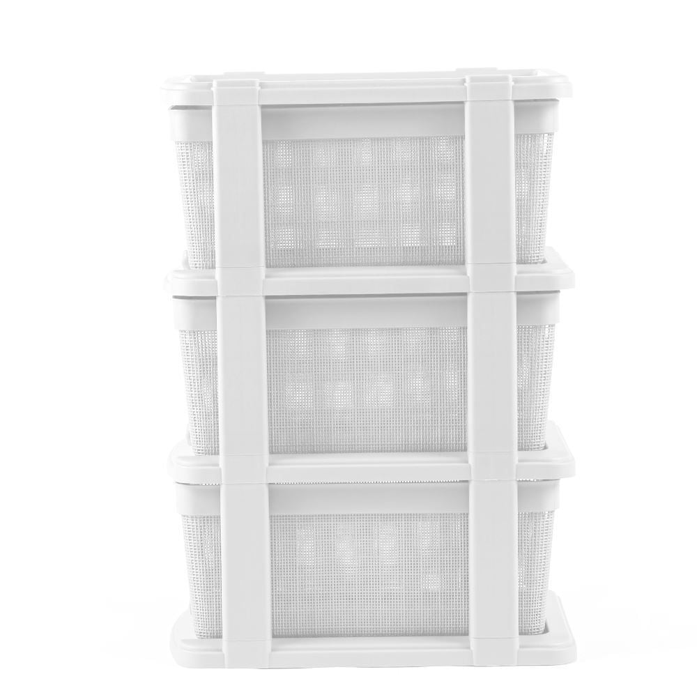 Gaveteiro De Chão Juta 3 Gavetas Jaguar 15 Litros - Branco