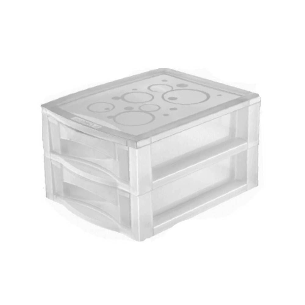 Gaveteiro De Plástico Cristal Bel 2 Gavetas Ordene - Transparente 