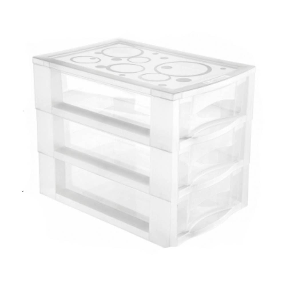 Gaveteiro De Plástico Cristal Bel 3 Gavetas - Ordene