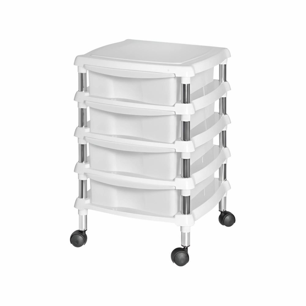 Gaveteiro Organizador com Rodízios 4 Gavetas Niquelart - Branco