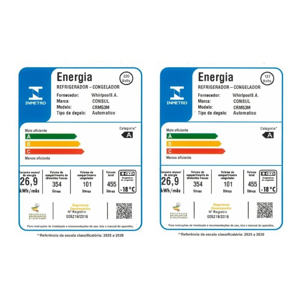Geladeira Consul Frost Free Duplex 455 Litros Inox CRM53MK